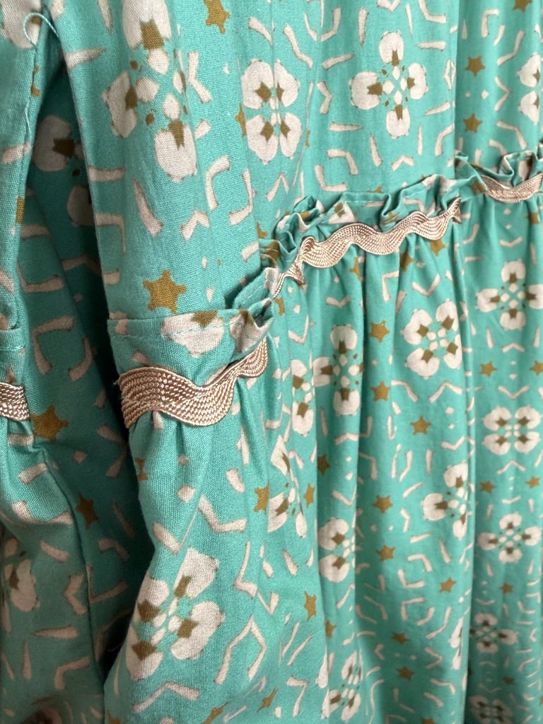 Brooks Ave Long Green Floral Dress Banyan Street Puff Sleeve Dress — image 3 of 8